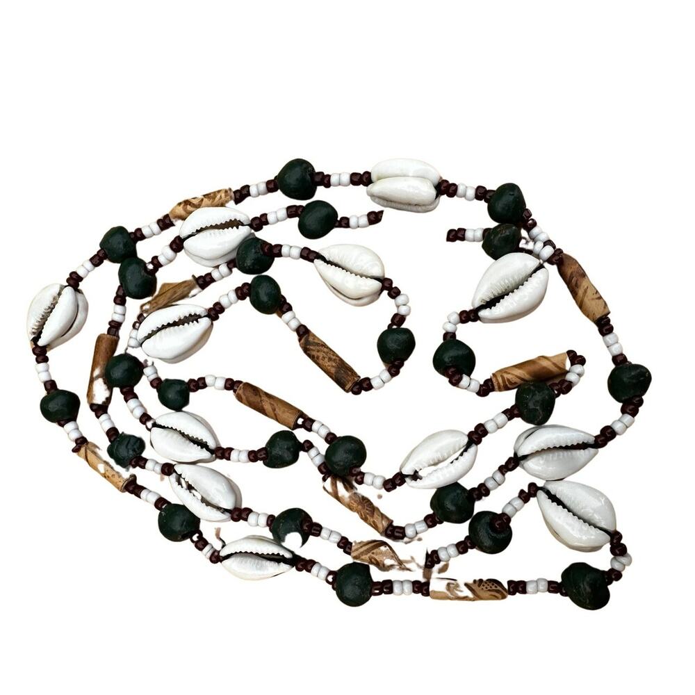 Long Beaded Cowrie Shell Necklace